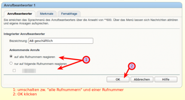Umschalten: alle / eine Rufnummer