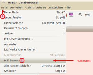 Nautilus: Müll leeren