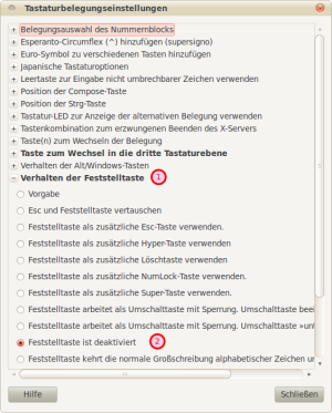 Feststelltaste deaktivieren