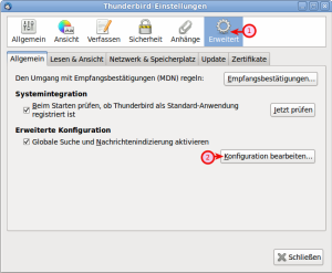 Thunderbird-Einstellungen