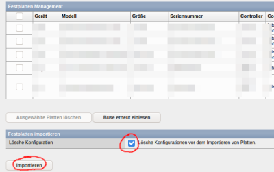 Importieren und Löschen